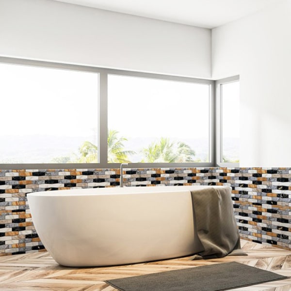 3D itseliimautuva vedenpitävä tiilen muotoinen seinätarra kylpyhuoneeseen H Multicolor 10Pcs