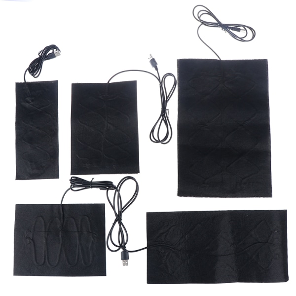 7 Storlek USB Warm Carbon Fiber Heated Pads Uppvärmd Jacka Coat Ves Black 10*22cm