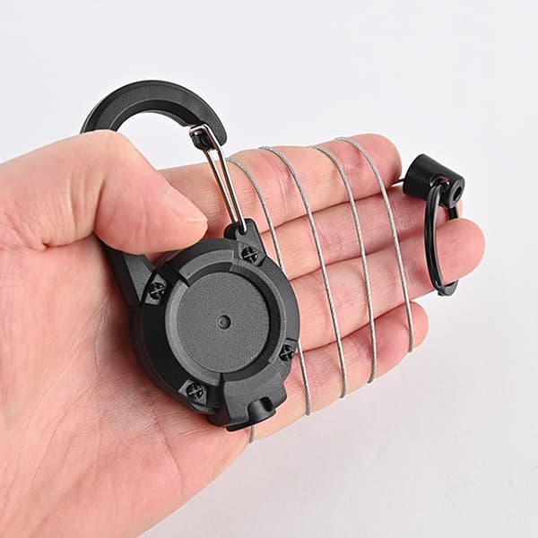 Stöldskyddsmetall Lätt att dra Spänne Rep Elastic Keychain Retr Black