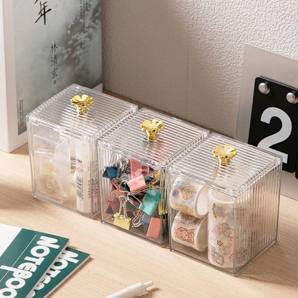 Makeup Opbevaring Organizer Badeværelse Krukke Bomuldspinde Opbevaringsboks S Transparent one size