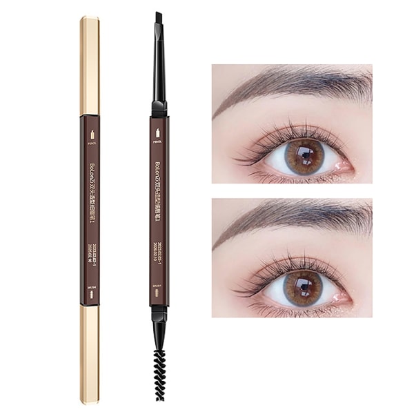 Double Head Eyebrow Pencil Waterproof Sweatproof Cosmetics Beau Dark brown oneszie