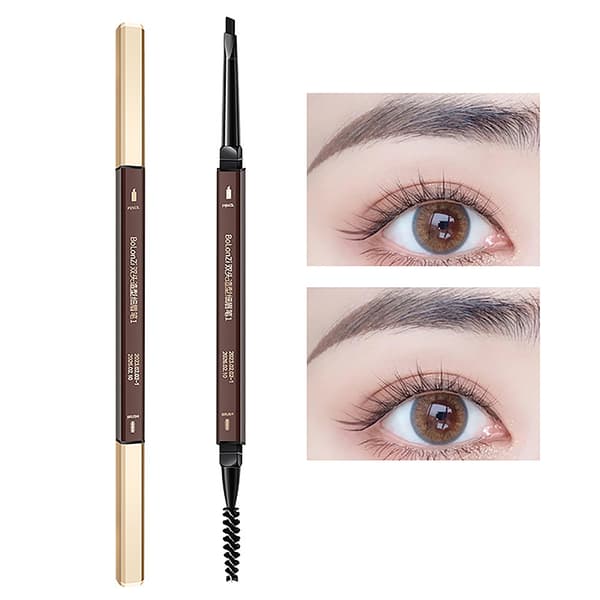 Double Head Eyebrow Pencil Waterproof Sweatproof Cosmetics Beau Light brown oneszie
