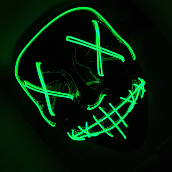 LED Glow Mask EL Wire Light Up The Purge Movie Costume Light P Green onesize