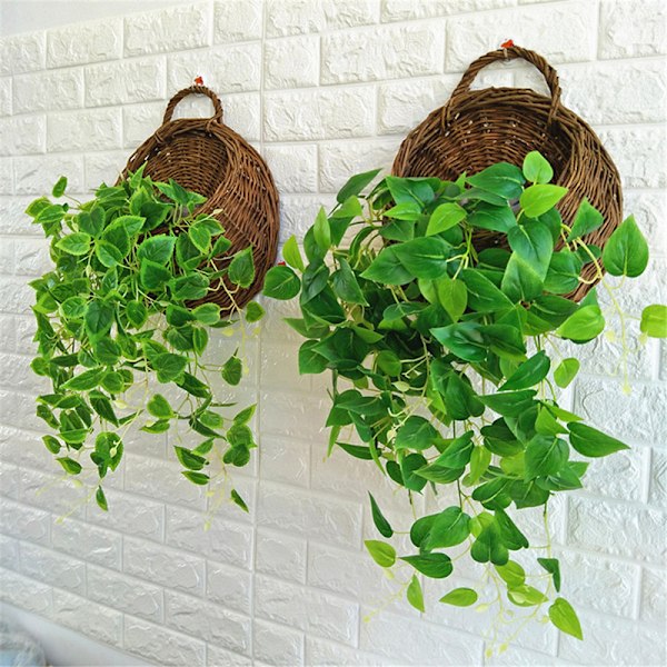 Flower er Wall Hanging Wicker Rattam Basket Garden Vine Kruka s H Gray one size