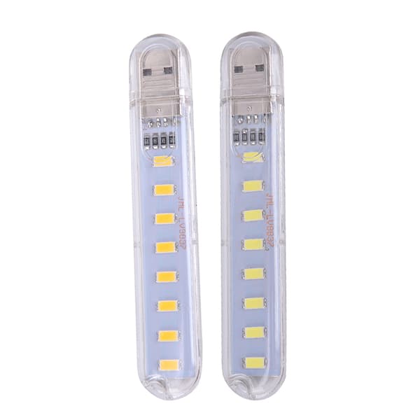 Mini LED bærbar 5V 8 LED USB-belysning Computer Mobile Power L White