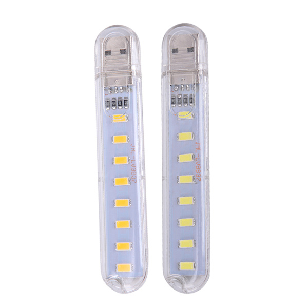 Mini LED Bärbar 5V 8 LED USB Belysning Dator Mobil Power L White