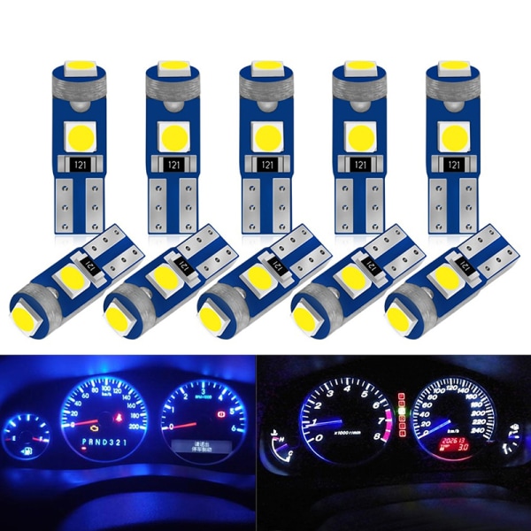 T5 Led pære 3smd 3030 W3W W1.2W Led Canbus bil interiørlys light white