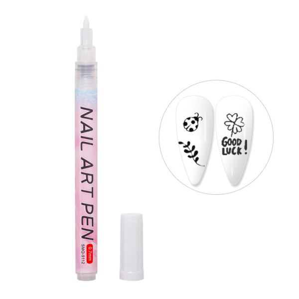 Nail Art Graffiti Pen UV-geelilakka vedenpitävä piirustusmaalaus White one size