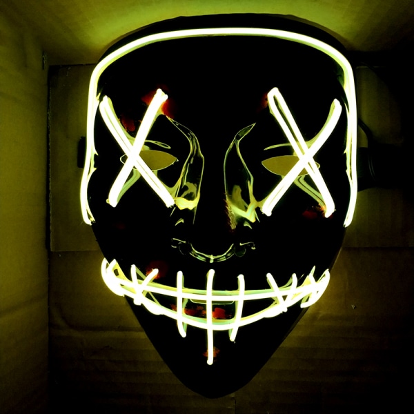LED Glow Mask EL Wire Light Up The Purge Movie Costume Light P Yellow onesize