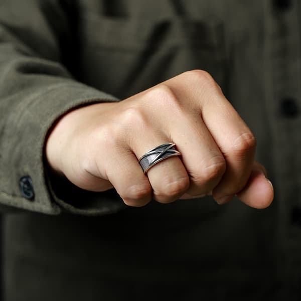 Retro Time Space Goku Black Ring Punk Gotisk Åpen Ring For Menn OneSize