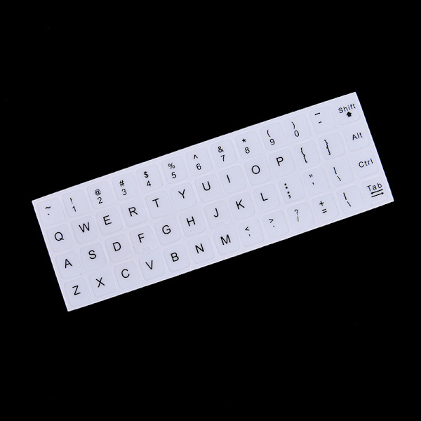 Engelske tastaturerstatningsklistremerker hvitt på svart Enhver PC Com White Light