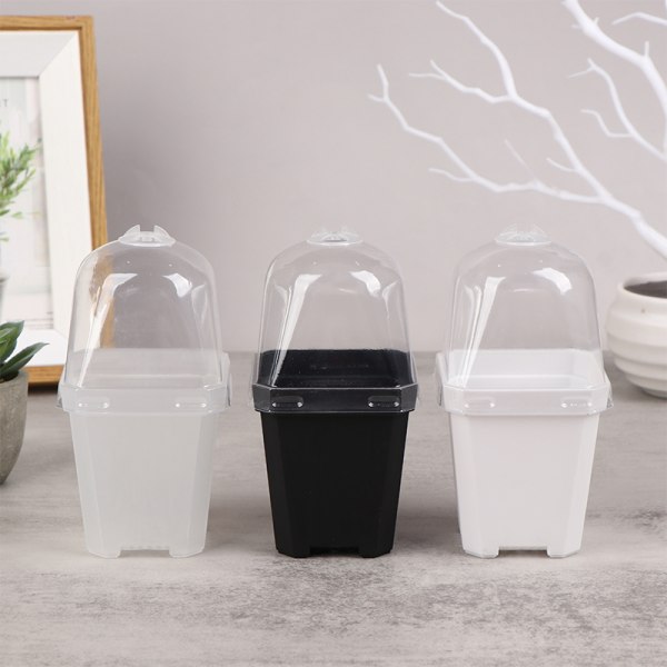5st fyrkantig liten blomkruka med fuktkupol lings ing krukor Transparent one size