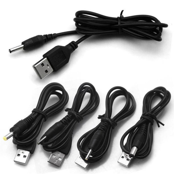 10 st USB port till 2,5 3,5 4,0 5,5 mm 5V DC Barrel Jack Power Cab Black DC4.0 4.0*1.7mm
