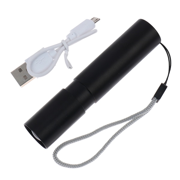 Super Bright Mini Light 3 Modi USB Oppladbar Mini Lommelykt Black one size