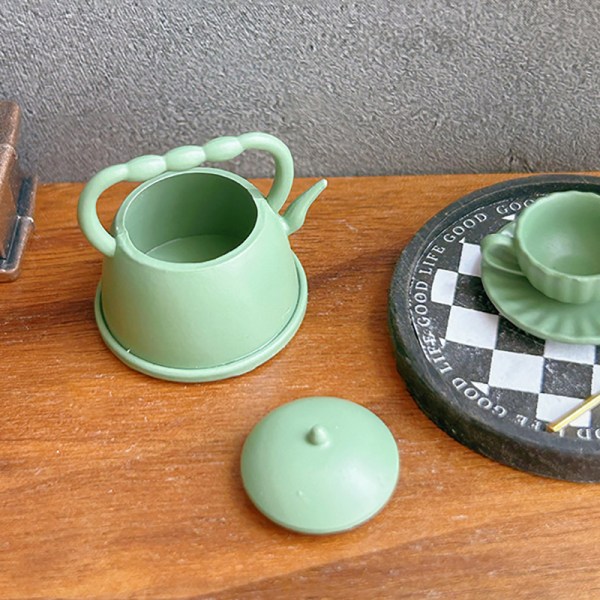 1kpl 1:12 Miniatyyri teekannu teekeitin nukkekodin keittiötarvike Green one size