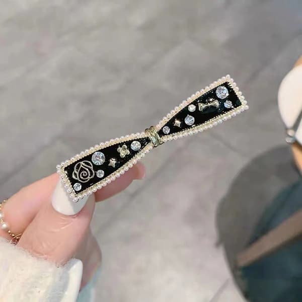 Vintage Kameliablomma Pärlsammet Hårklämma Elegant Sidoband 03