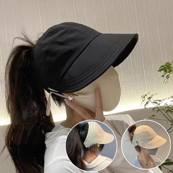 Justerbar Solhatt med Bred Brätte, Vikbar Keps, Sommarvisir Black