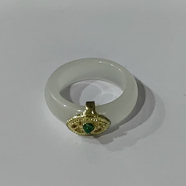 Retro Imiteret Jade Ring Minimalisme Hanfu Matchende Håndpynt 01