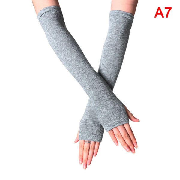 Y2K Mode Kvinnor Flickor Randiga Armbågshandskar Varmare Stickade Lon A7 One Size