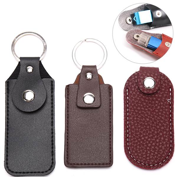 USB case Skyddsväska Bärbar ficka lädernyckelring för oss Red
