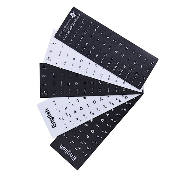 Engelske tastaturerstatningsmærkater hvid på sort Enhver PC Com Black 2pcs