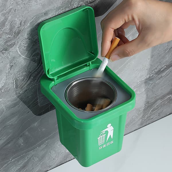Papperskorg Askkopp Med Lock Rostfritt Stål Askkopp Badrum Vägg Green