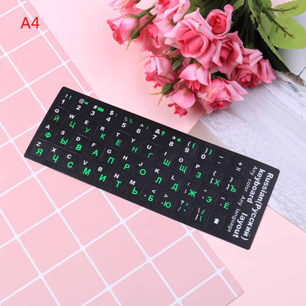 Russisk standard tastaturoppsett klistremerkebokstaver ved utskifting Green A4