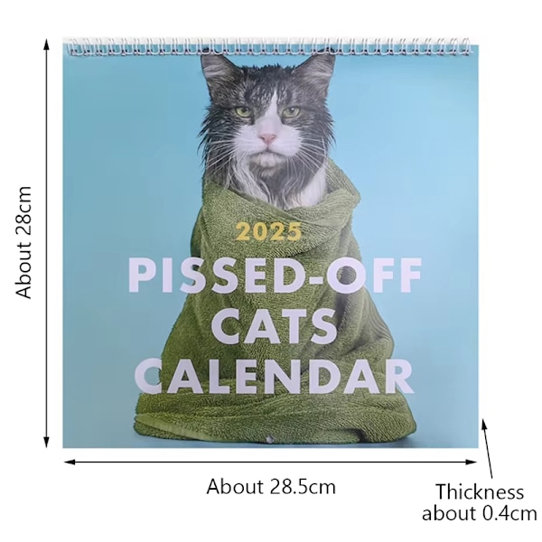 2025 Off Cats Kalender - Roliga Grumpy Cat-illustrationer För En cat