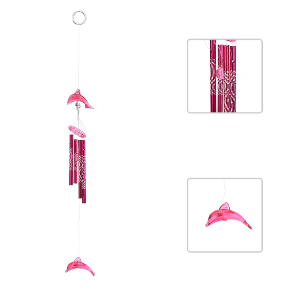 Dolphin Creative Crystal 4 metallrør Windchime Wind Chime Hom pink one size