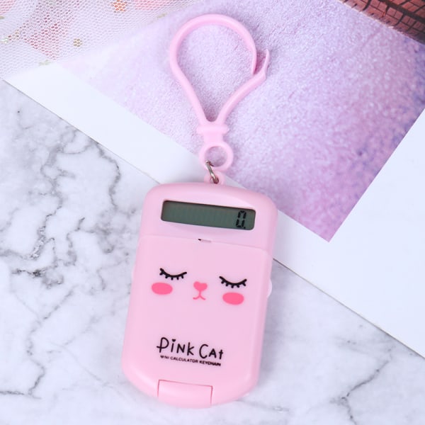 Bärbar miniräknare Fickstorlek Creative Keychain Calculator Of Pink