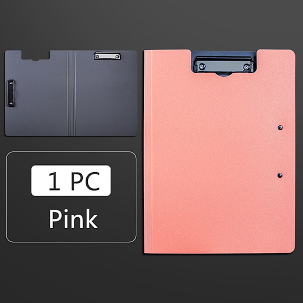 A4-filmappe klippebord Skriveblok Memo klippekort Dobbelt Cli Pink One Size