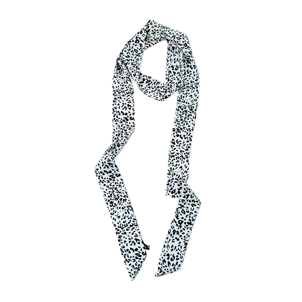 Myk leopardmønstret skjerf for kvinner, vintage chiffong, Haraj White