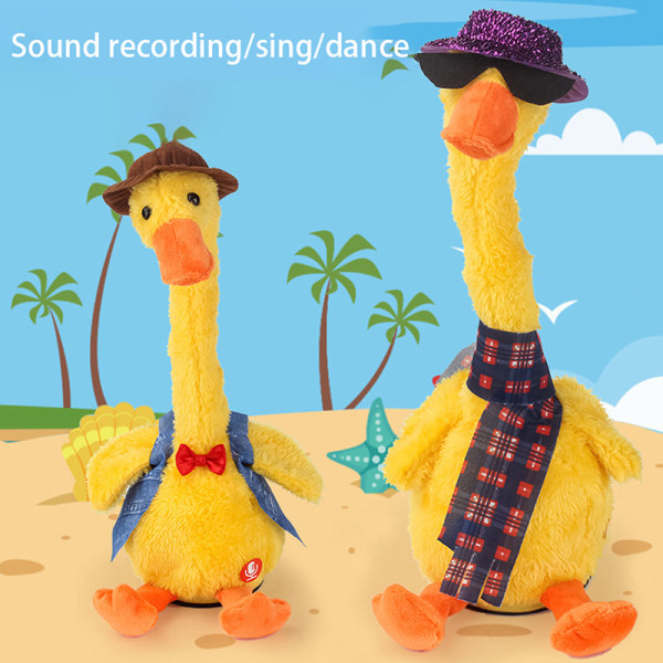 Dancing Duck Elektronisk plysjleker Gjenta Talking Sing Record V 5 one size