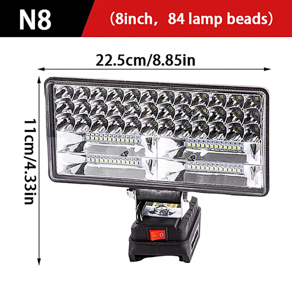 Til Bosch 18V Li-ion batteri LED arbejdslys 3/4 tommer lommelygte 8inch One Size
