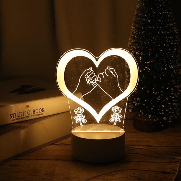 3D-platta LED-lampa Creative Night Lights Novelty Illusion Night Warm White A1