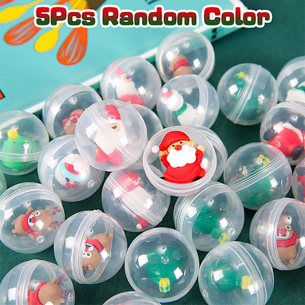 5 Stk 32MM Christmas Surprise Capsule Egg Cartoon Christmas Doll Random 5 one size