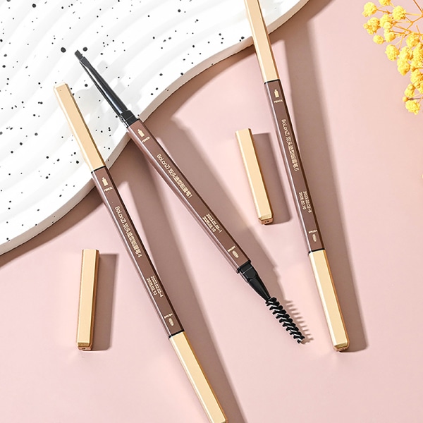 Double Head Eyebrow Pencil Waterproof Sweatproof Cosmetics Beau Black oneszie