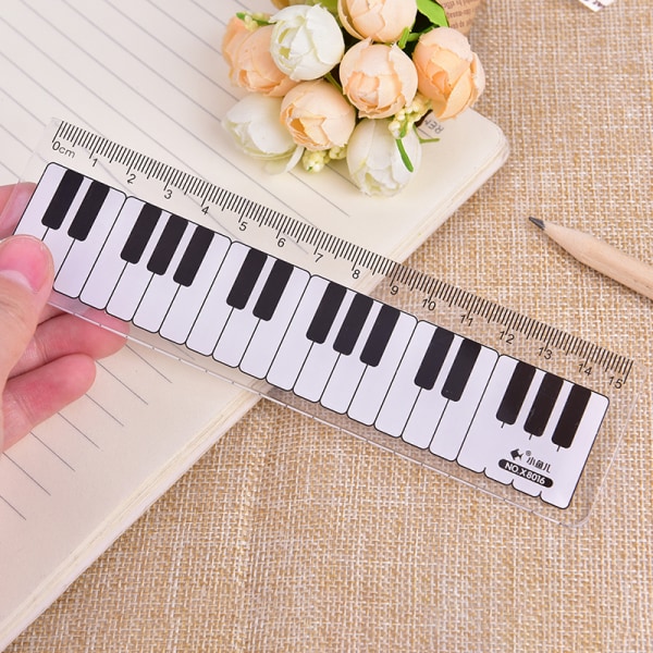 Creative Piano Keyboard Lineal 15cm 6in Musical Terms Black and White onesize