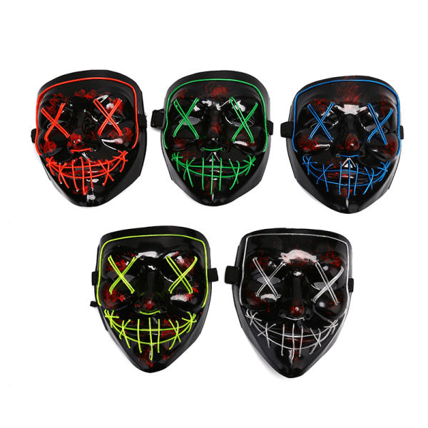 LED Glow Mask EL Wire Light Up The Purge Movie Costume Light P Green onesize