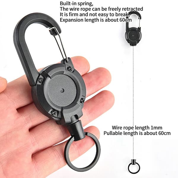 Stöldskyddsmetall Lätt att dra Spänne Rep Elastic Keychain Retr Black