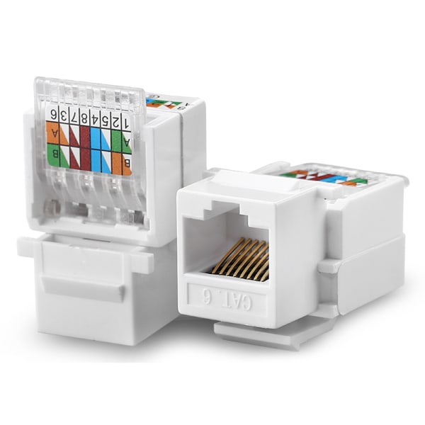 RJ45 Cat6 UTP Keystone naaraspistokeliitinsovitin Internet N White onesize