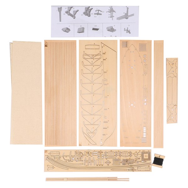 1:70 Ny hamn träsegelbåt modell DIY Kit Skeppsmontering D Color onesize