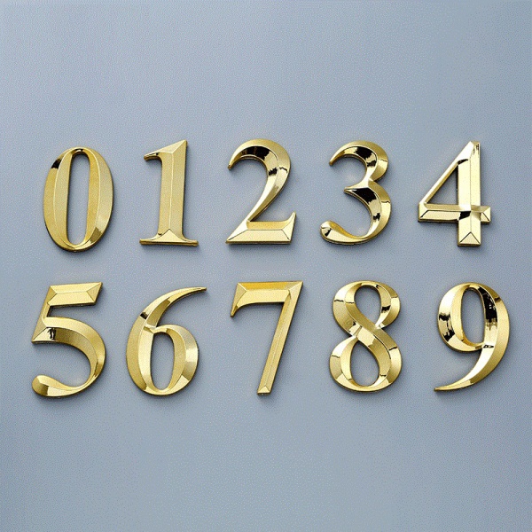 7 cm Moderna husnummer plakett nummer siffror klistermärke Sig Gold 0