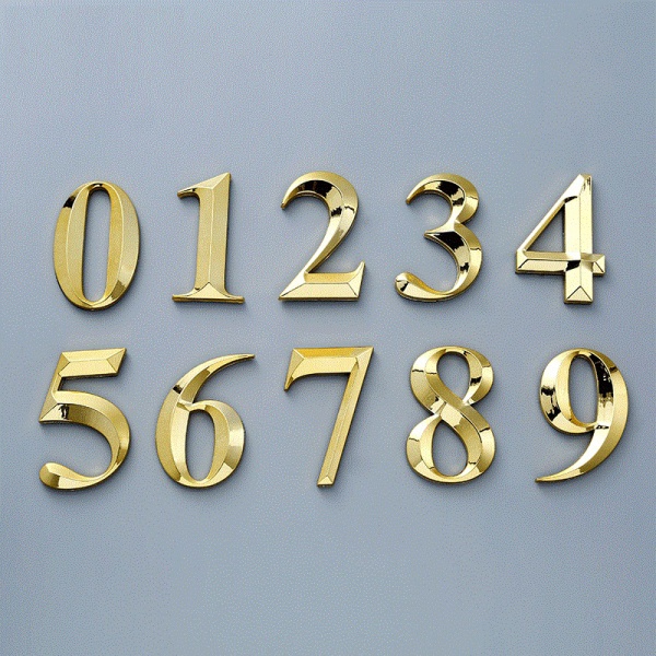 7 cm Moderne husnumre Plaque Number Cifre Sticker Plate Sig Gold 8