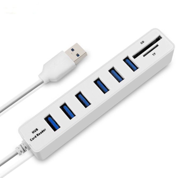 Fellow Es Entreprenør Højhastigheds USB HUB 6-ports USB 2.0+2 mini SD TF kortlæser spli white one  size 1ced | white | one size | Fyndiq