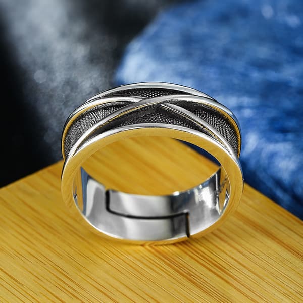 Retro Time Space Goku Black Ring Punk Gotisk Åpen Ring For Menn OneSize