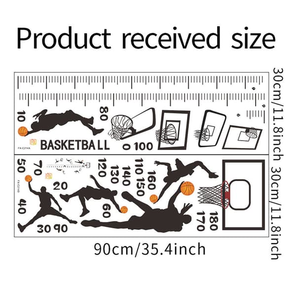 Basketpojke Höjdmät väggdekaler för barnens sovrum w Black One Size
