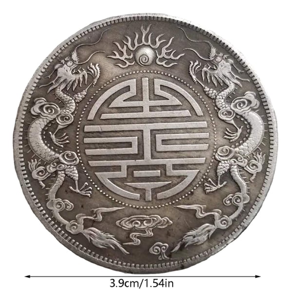 2 STK Antikke Feng Shui Double Dragons Bead Lucky Coins Samle A 2PCS