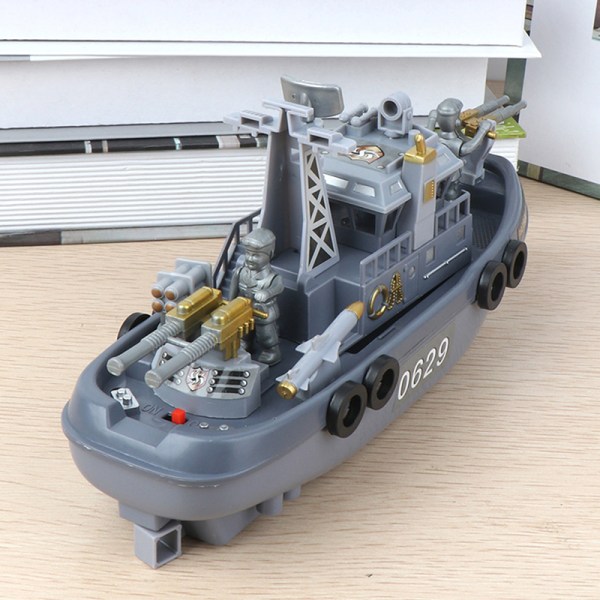Elektrisk Plast Mini Marine Patrol Blinkande Ljudljud Båt M grey A