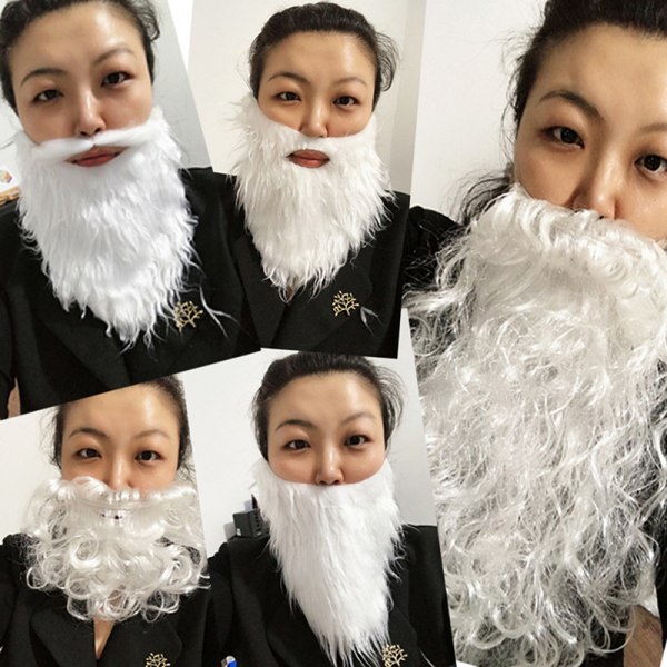 Festforestillingsrekvisitter Julemanden hvidt skæg Skægsæt Xmas A1 one size